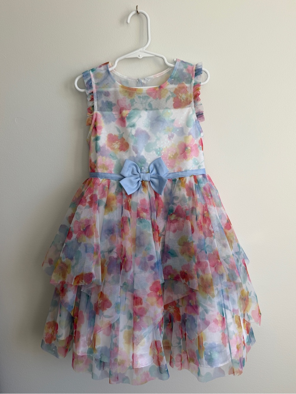 Jona Michelle | Floral Organza Dress with Bows and sequins | Sz 5
